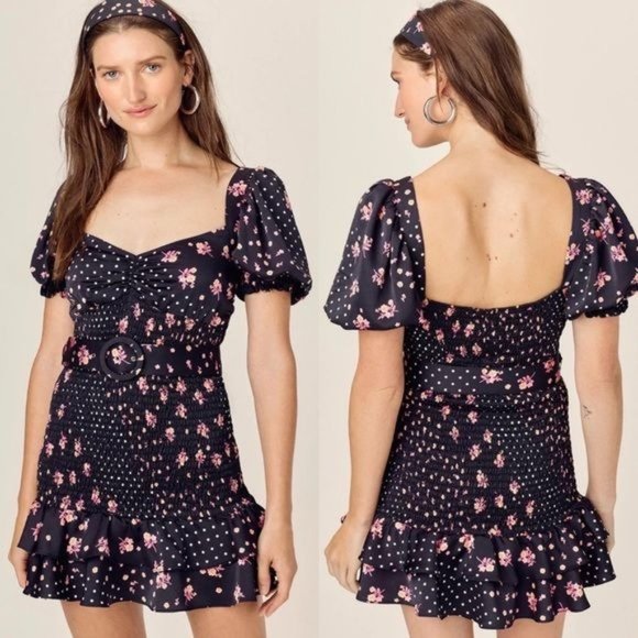 For Love And Lemons Dresses & Skirts - For Love & Lemons NEW Camellia Mini Dress Black Floral size XS